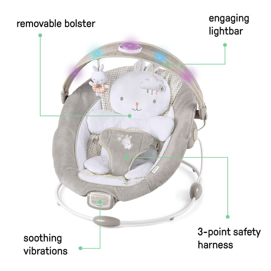 Ingenuity Twinkle Tails bouncer showing light up toy bar