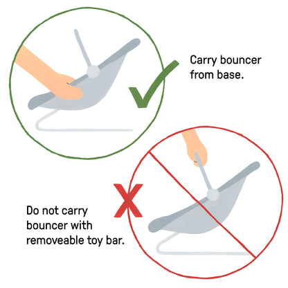 Bottom view of Ingenuity bouncer battery compartment