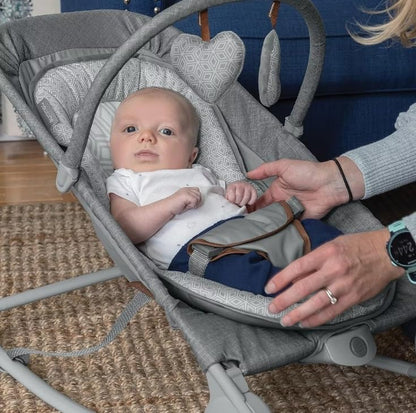 Heather Gray baby bouncer rocker seat side profile