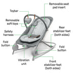 Summer infant bouncer with removable toy bar and soft toys