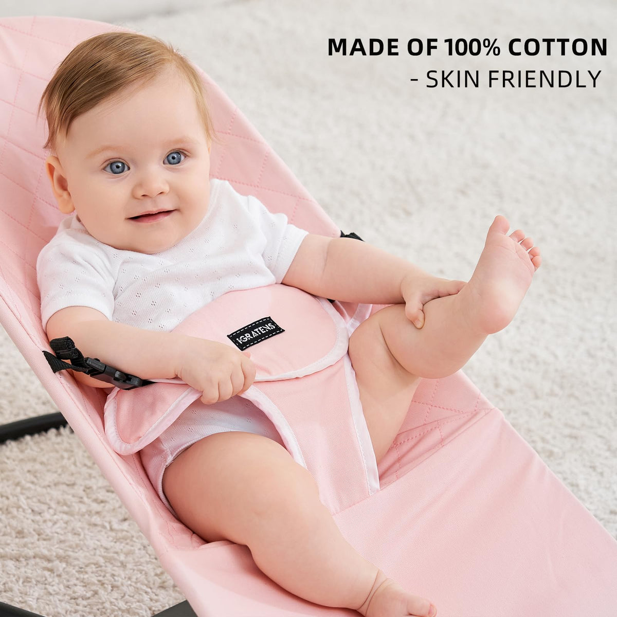 Pink cotton replacement cover laid flat showing quilted texture