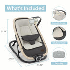 Ikomzy Baby Bouncer Safety 3-Point Harness And Double Locks