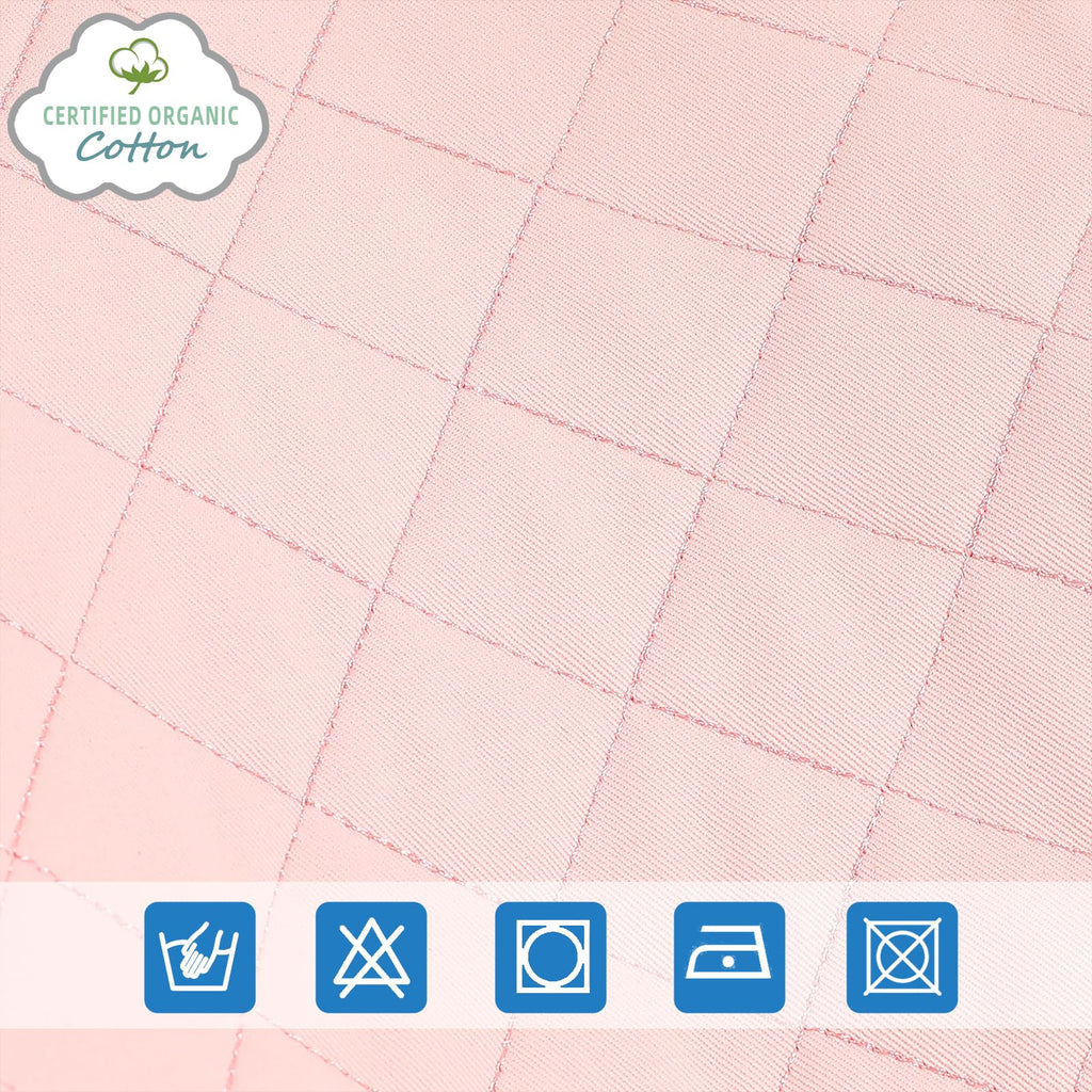Folded pink bouncer seat cover packaging layout