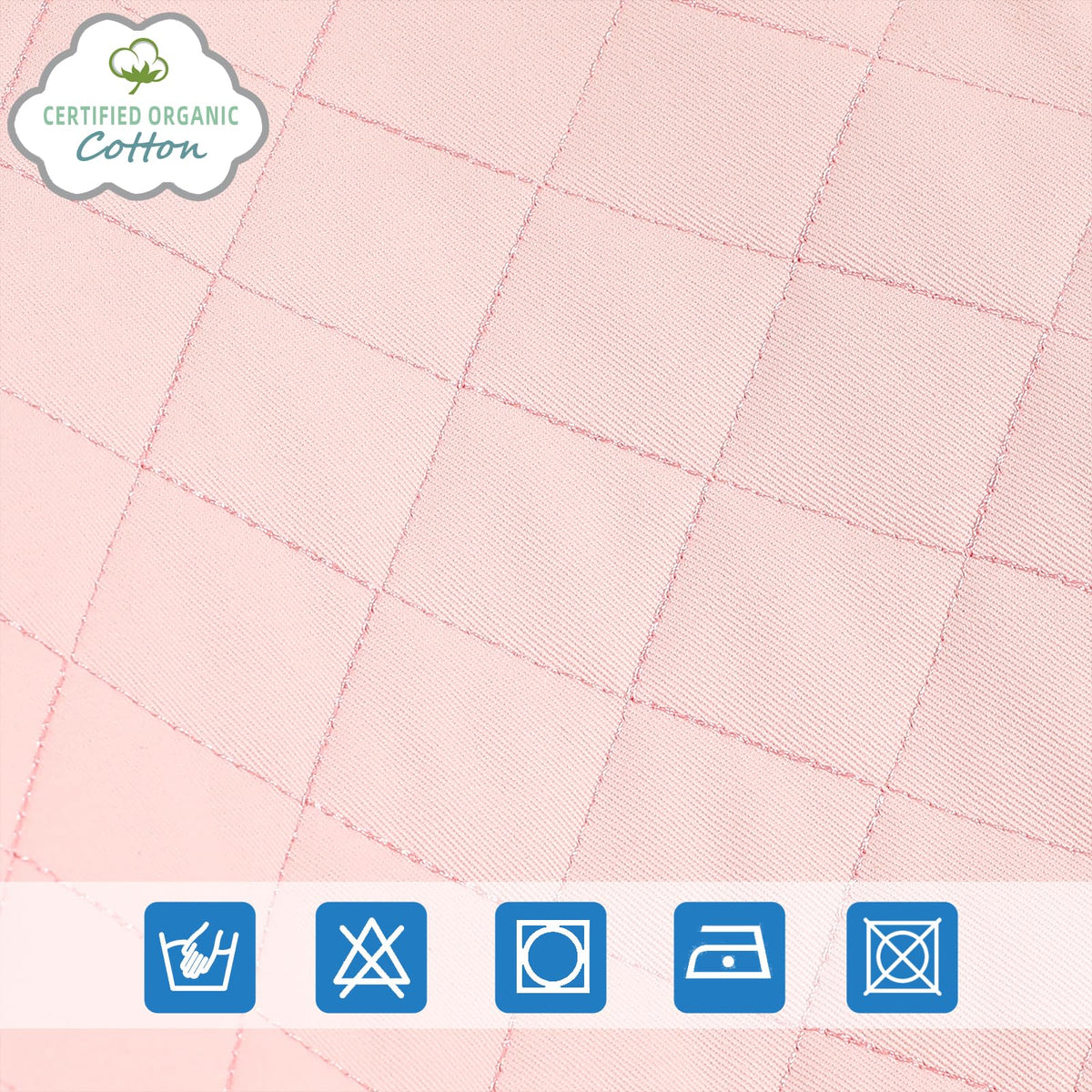 Folded pink bouncer seat cover packaging layout
