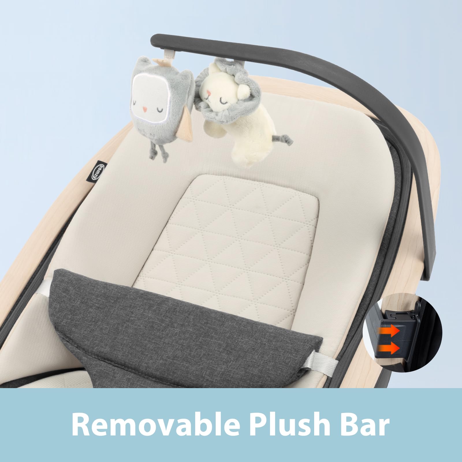 Lifestyle shot of Qutanix Noah 2-in-1 bouncer in modern home
