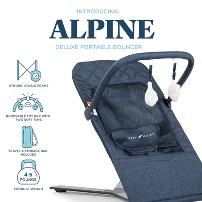 Baby Delight portable bouncer with toy bar attached