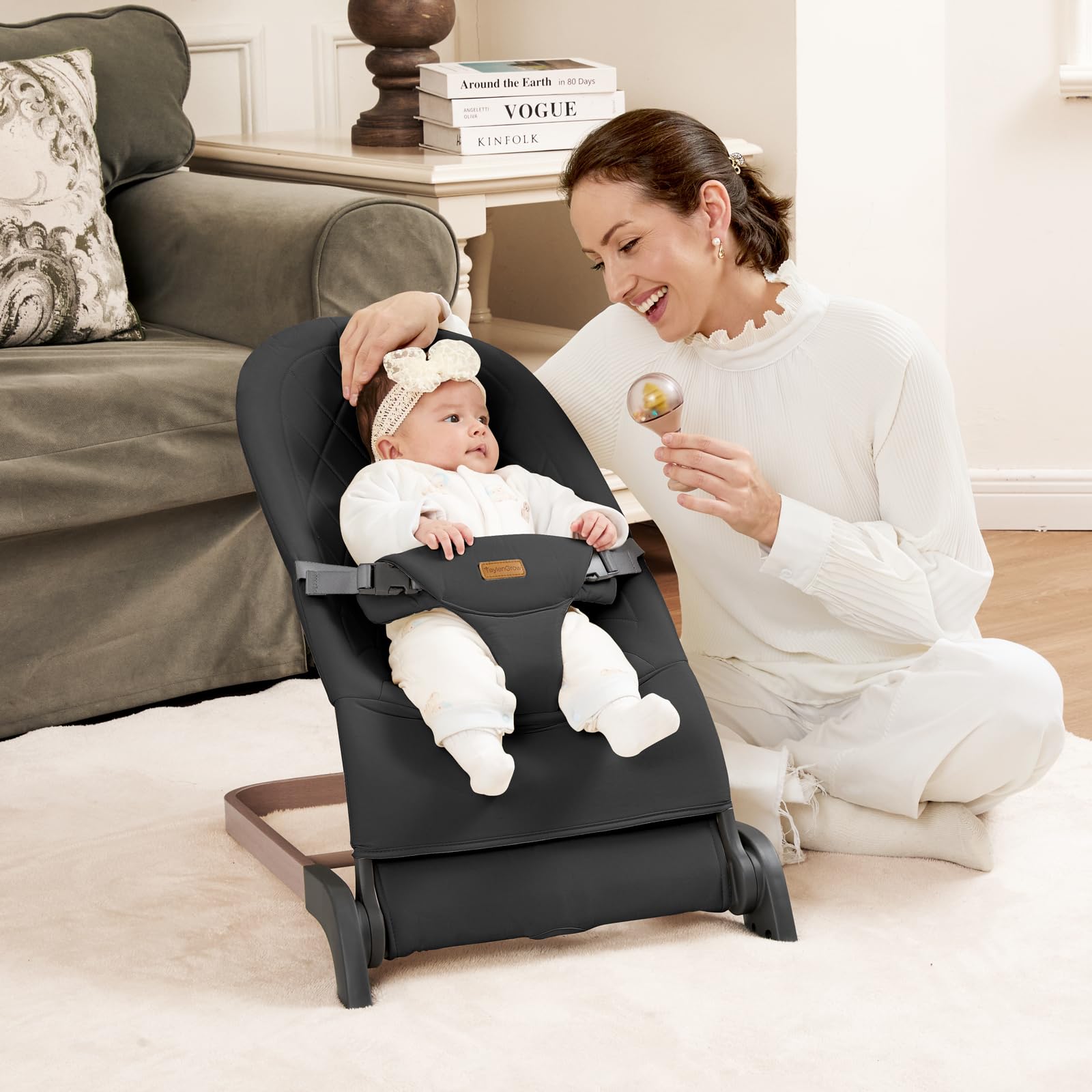 Taylengrow Baby bouncer showing natural bounce mechanism