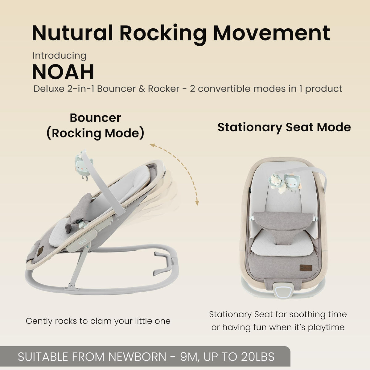 Ikomzy Noah portable infant seat side profile showing recline positions