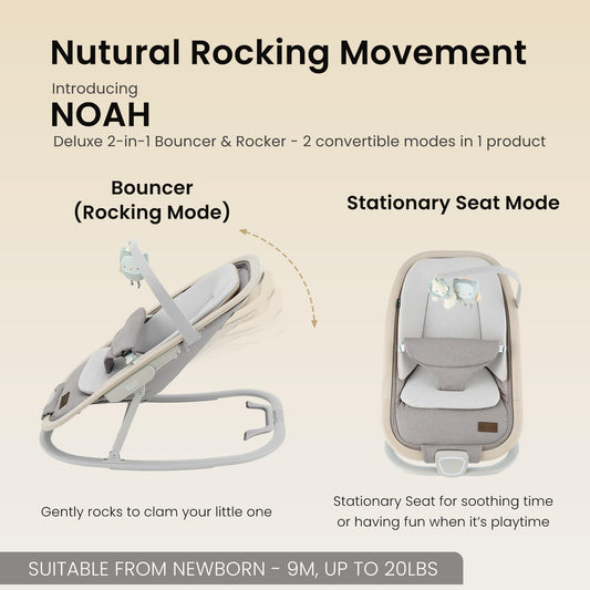 Ikomzy baby rocker with removable toy bar attached