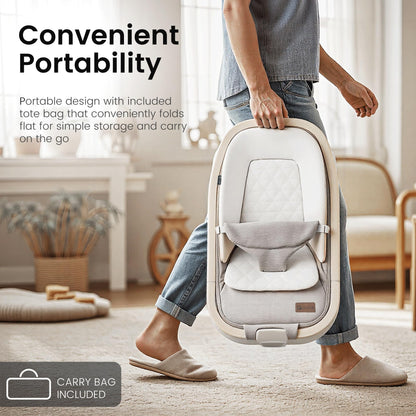 Ikomzy baby bouncer folded for portability
