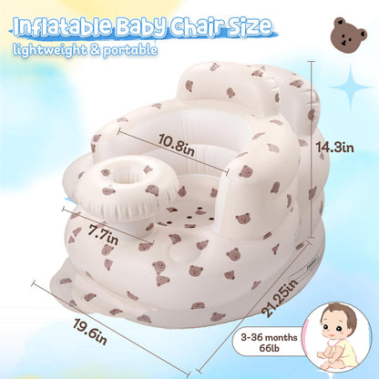 Arscniek blow up baby chair showing built-in air pump tray