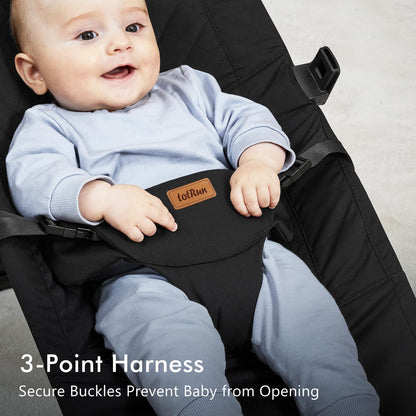 Baby bouncer chair with wooden accents