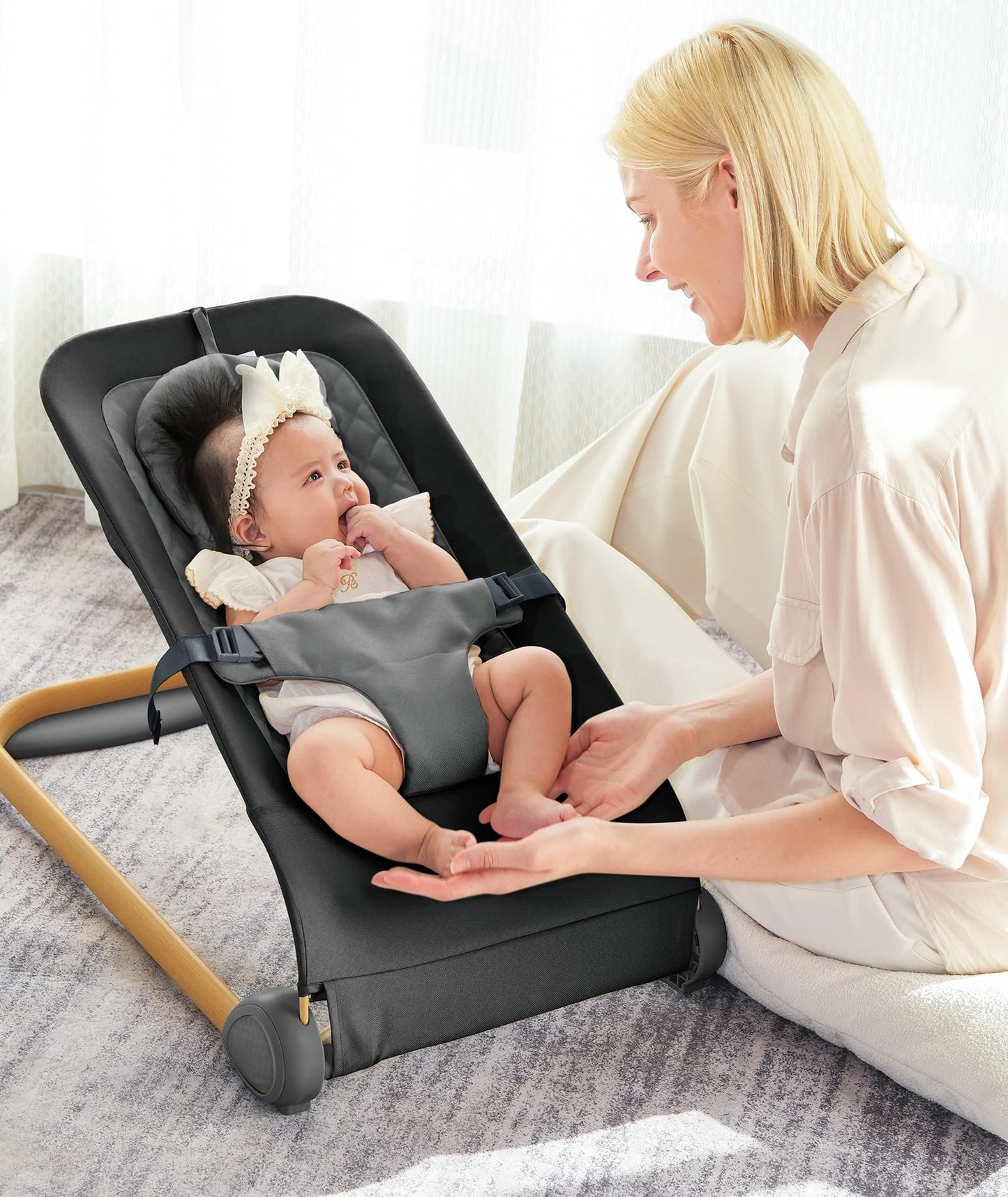 Fodoss ergonomic baby bouncer side profile