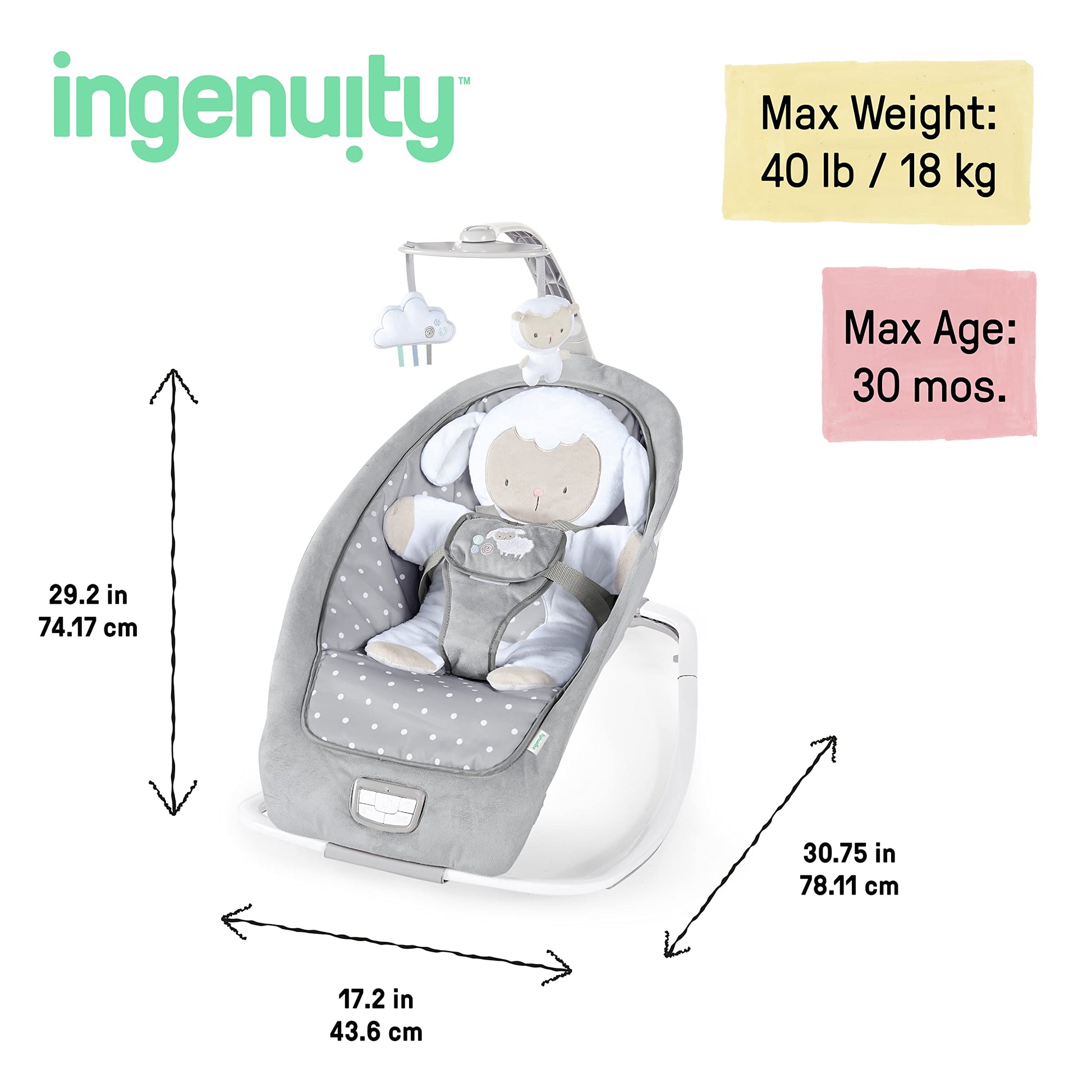 Ingenuity toddler rocker in stationary mode