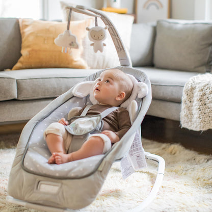 Side view of Ingenuity infant rocker showing recline positions