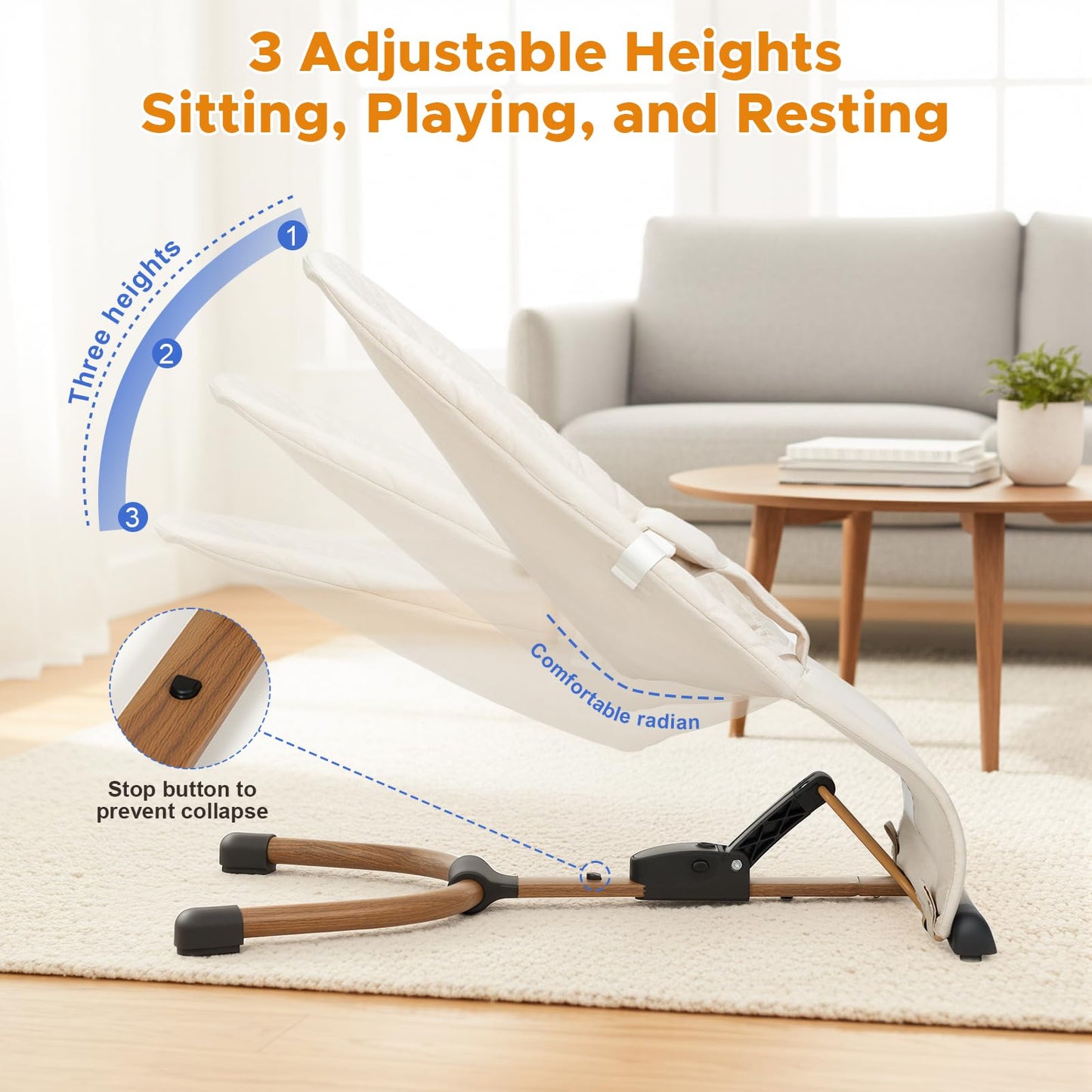 Wnttmt baby bouncer seat with wooden toy bar attached
