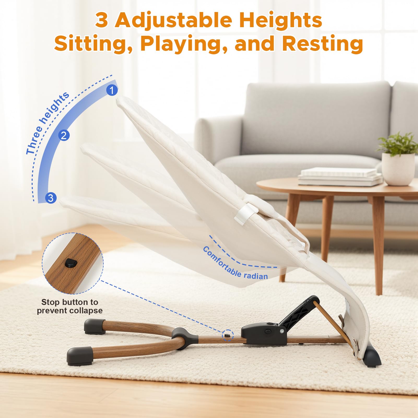Wnttmt baby bouncer seat with wooden toy bar attached