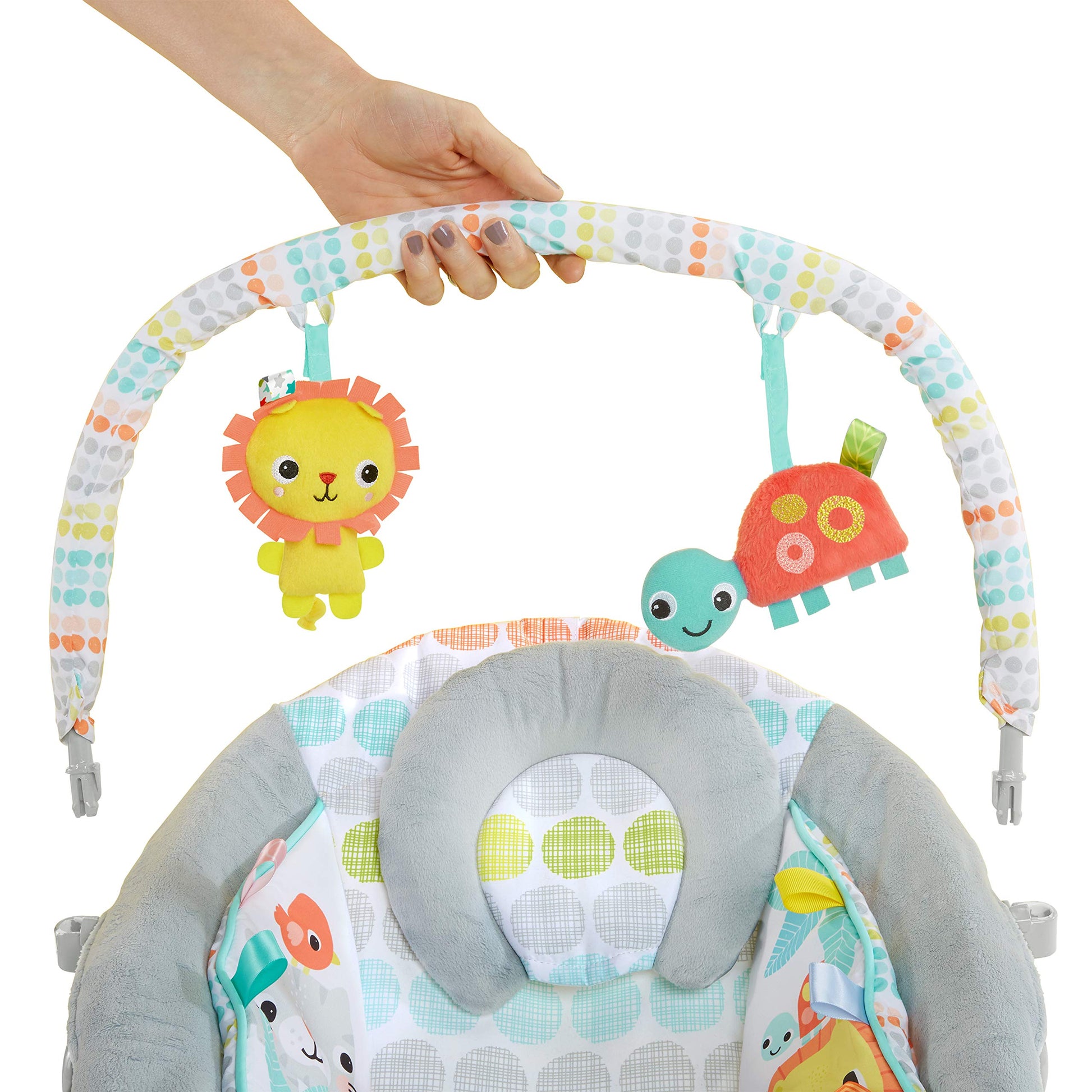 Side profile of Bright Starts Whimsical Wild infant seat