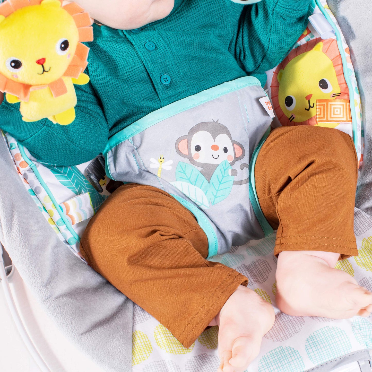 Top down view of comfy plush seat fabric and design