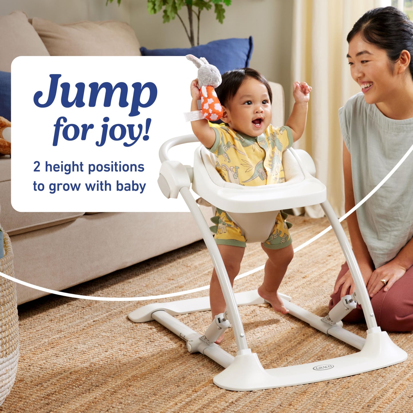 Graco Jumpstart floor seat configuration with attached snack tray