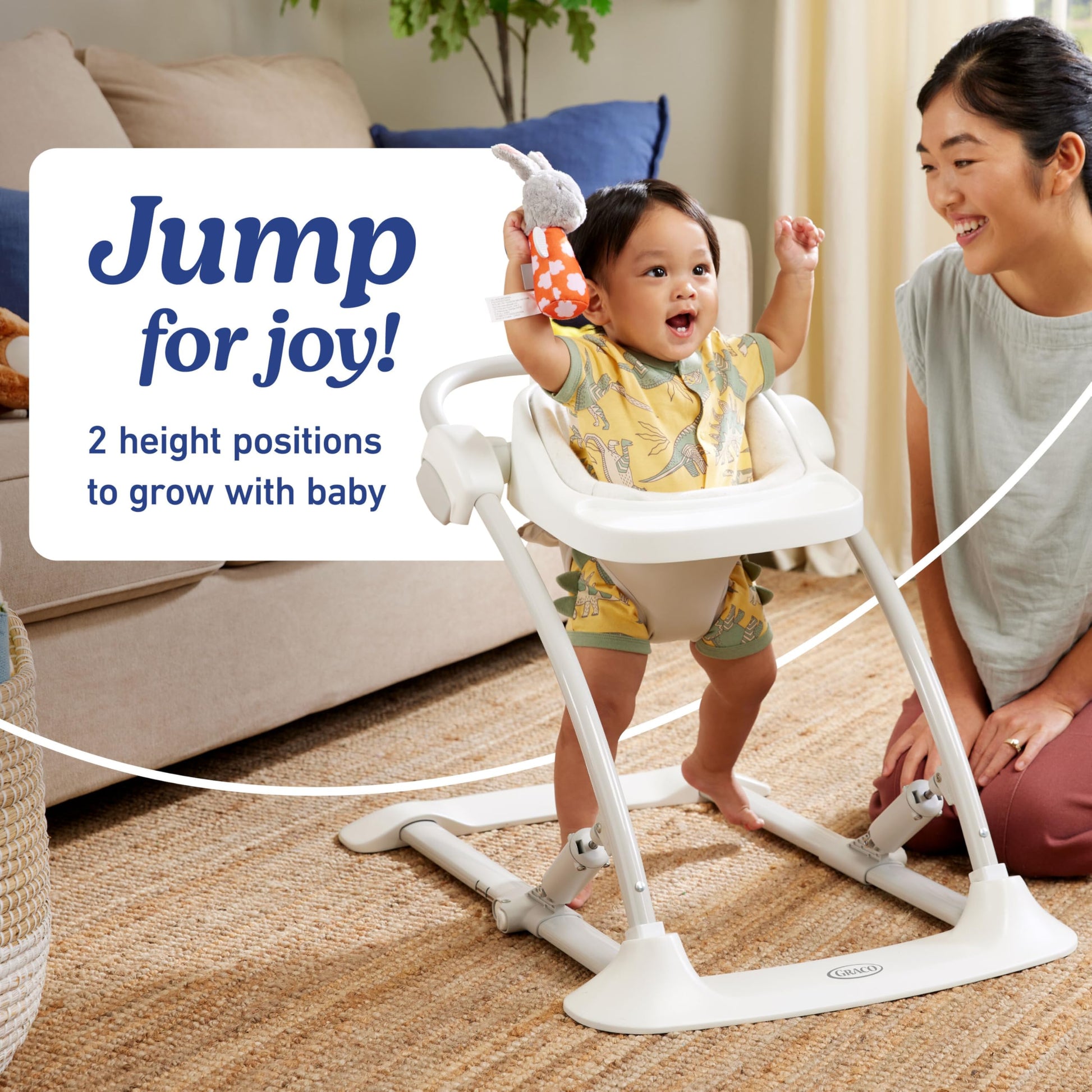 Graco Jumpstart floor seat configuration with attached snack tray