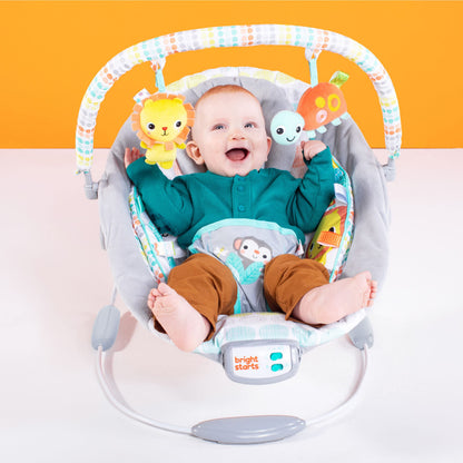 Bright Starts bouncer with toy bar detached for easy access