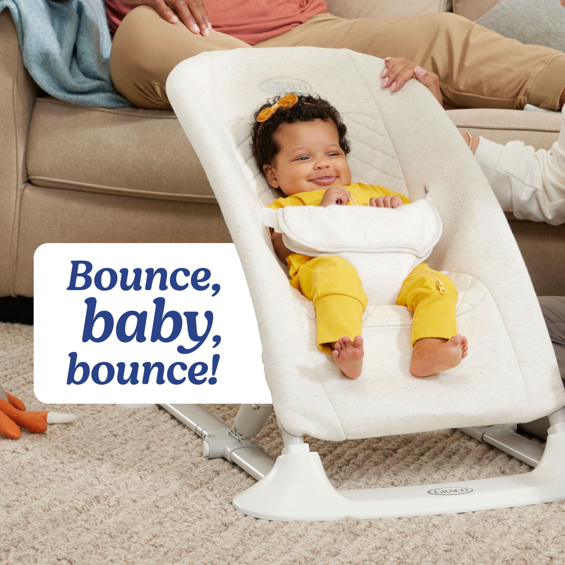 Graco 4-in-1 activity bouncer folded for compact storage