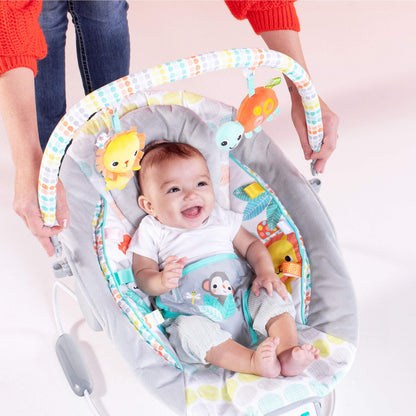 Detailed view of non-slip feet on Bright Starts baby bouncer