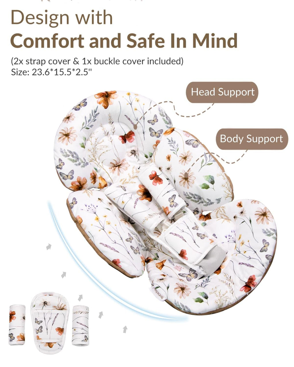 Generic newborn support pillow folded to show thickness and padding