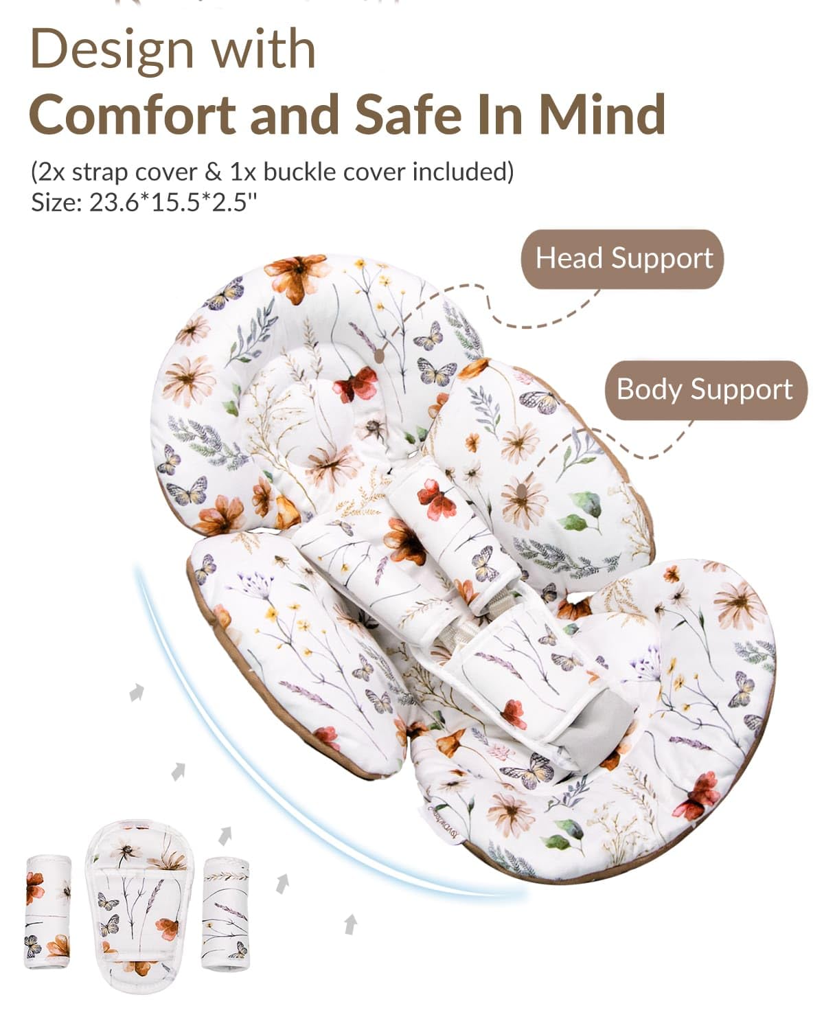 Full set of infant insert with head support and harness pads