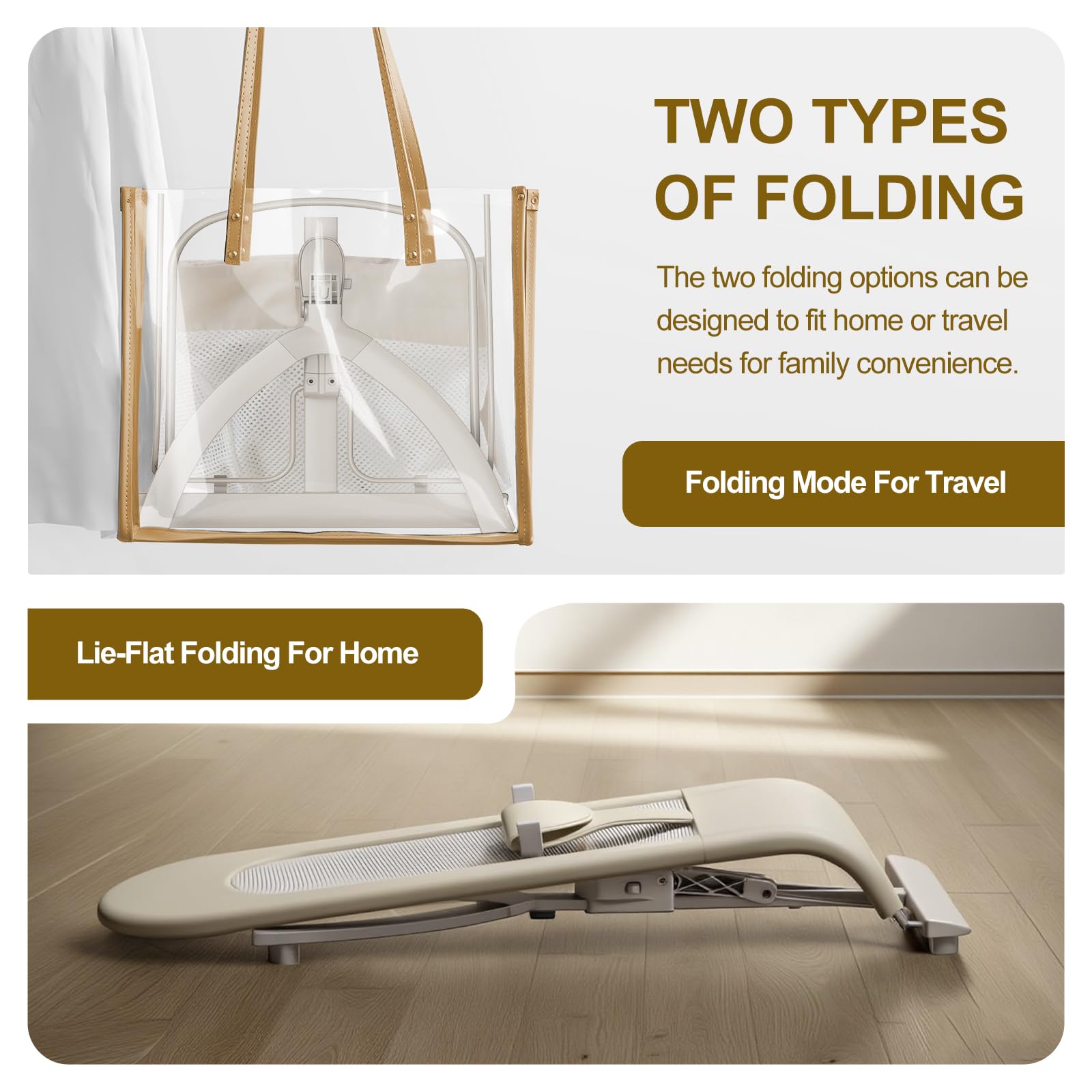 FlyBoss portable bouncer folded flat for travel storage