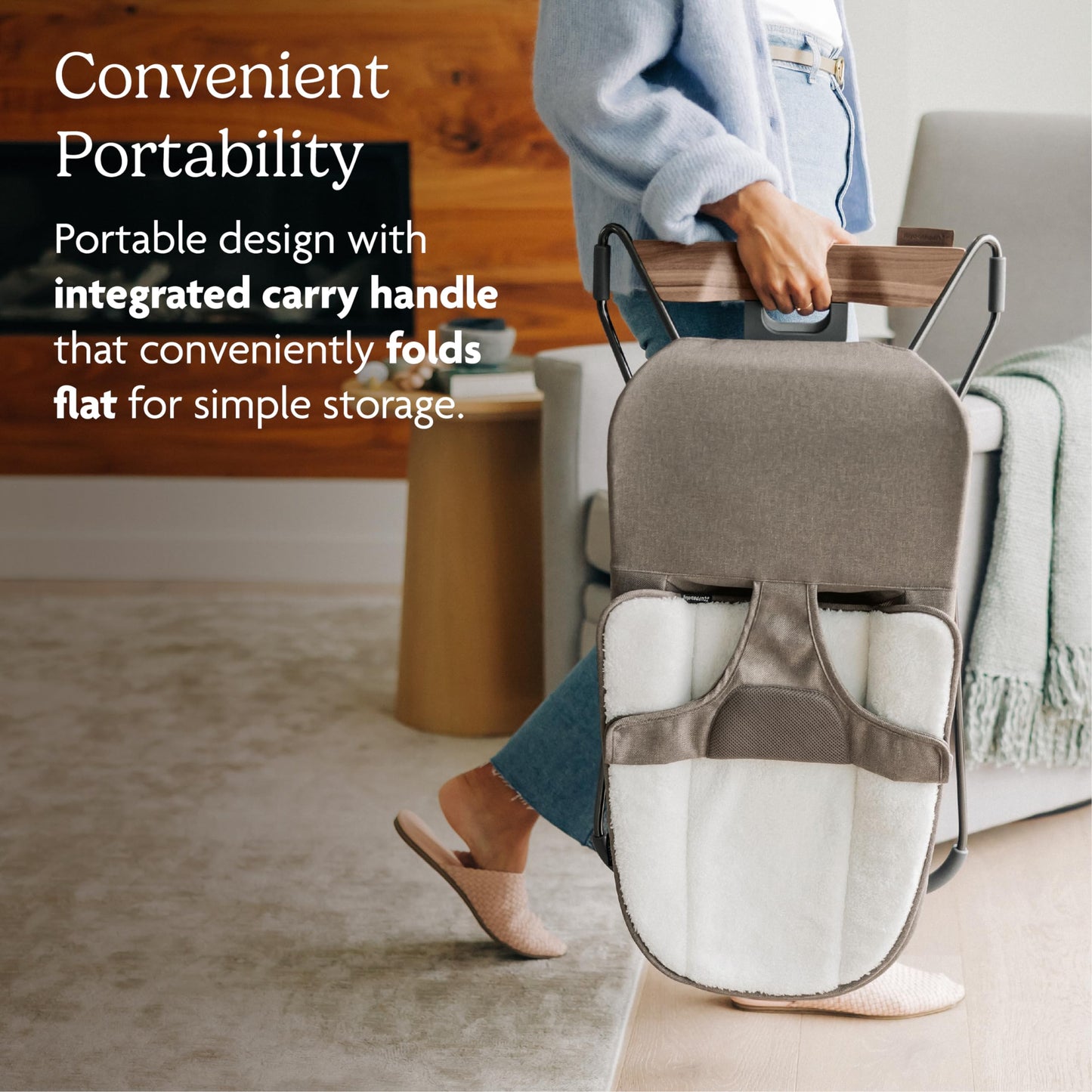 UPPAbaby Mira Bouncer folded flat with storage bag