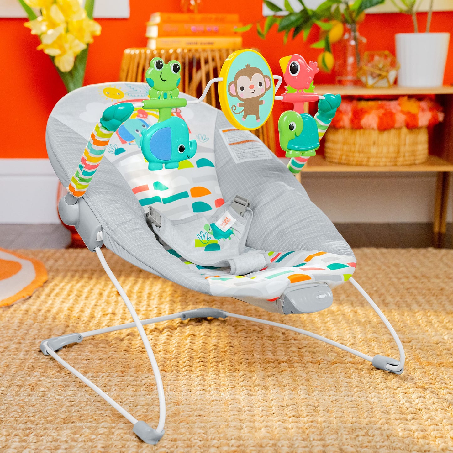 Baby-safe mirror detail on Bright Starts activity toy bar