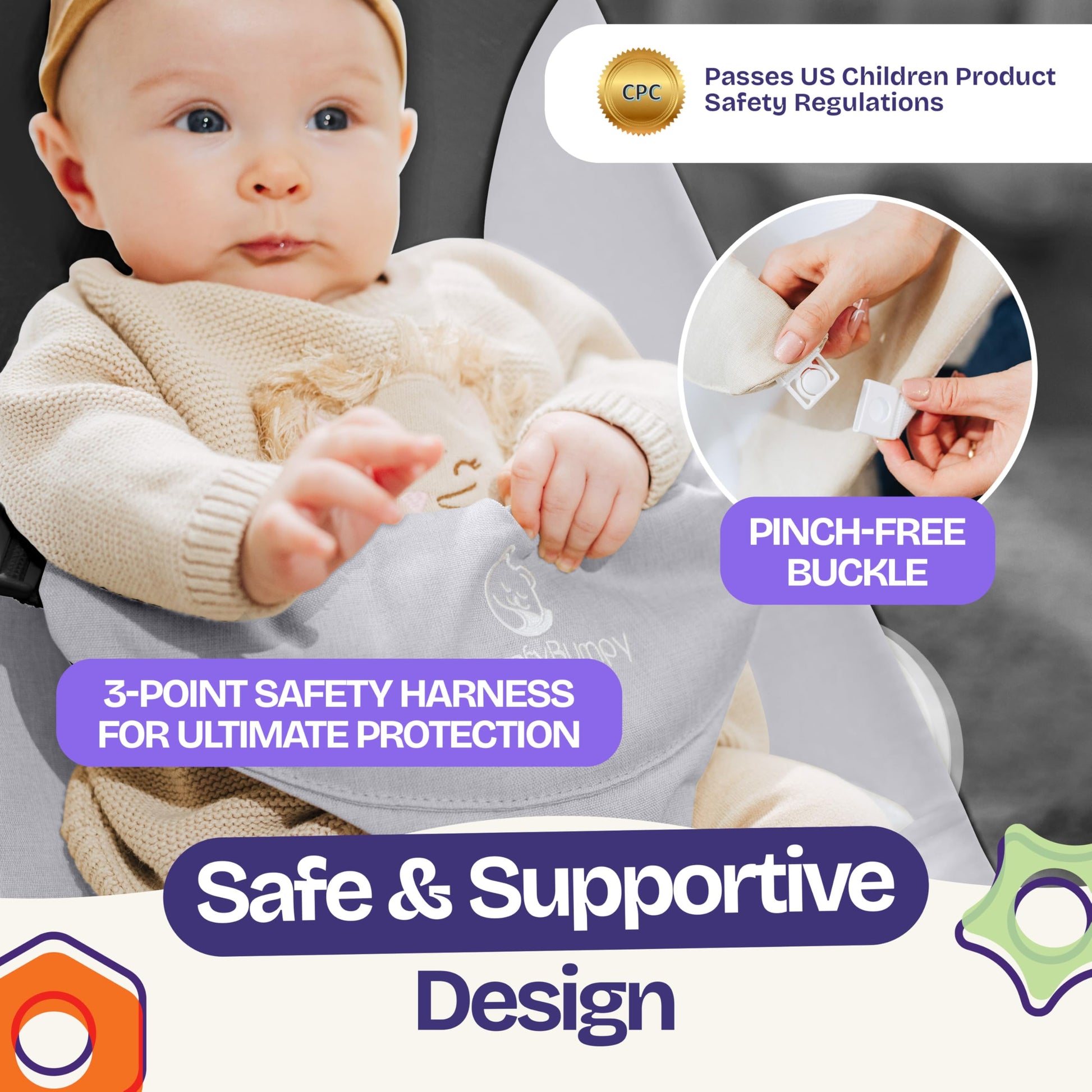 Adjustable height positions on infant bouncy chair