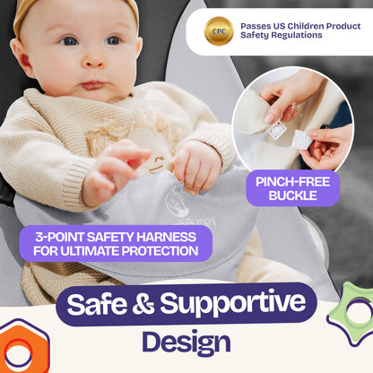 Adjustable height positions on infant bouncy chair