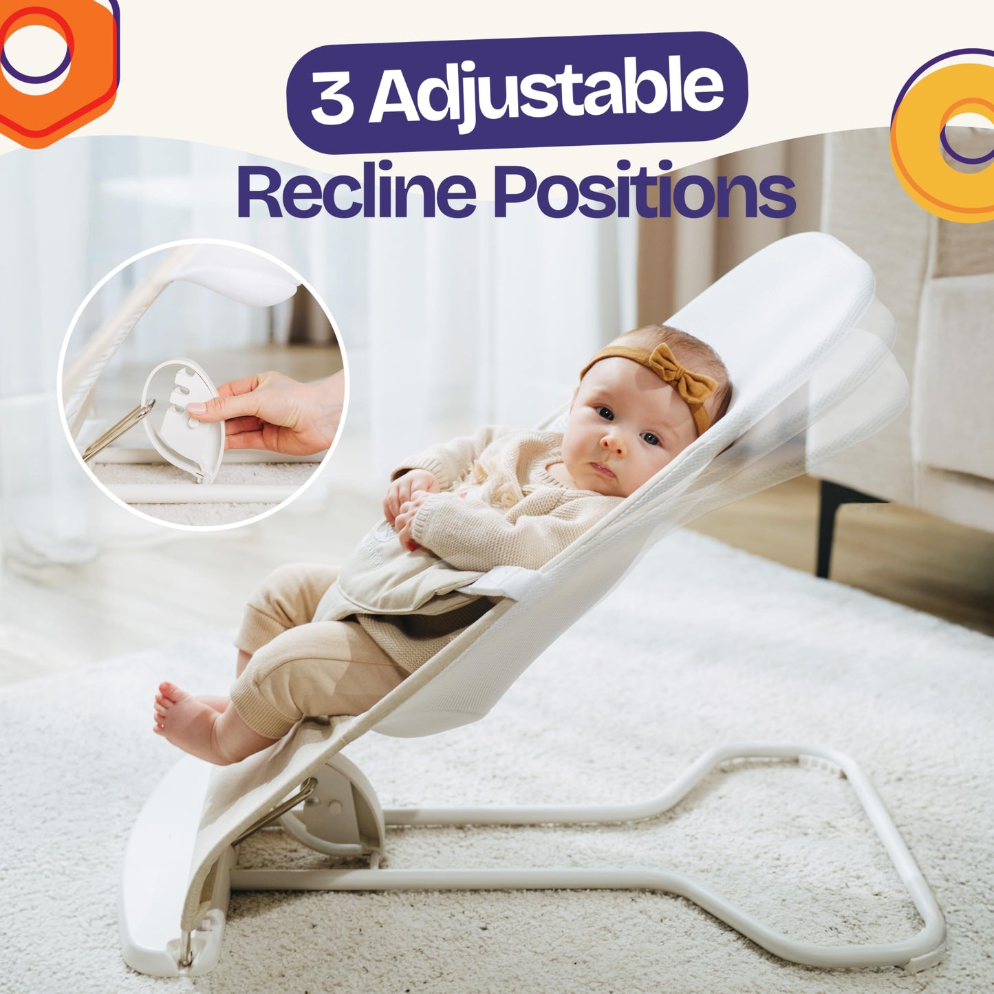 Folded portable baby bouncer ready for storage