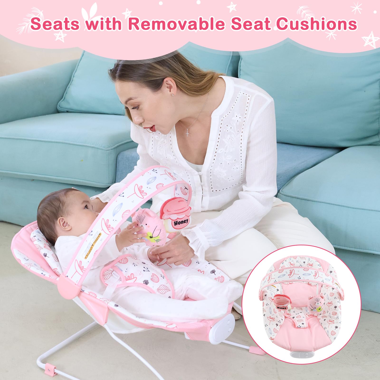 Portable foldable baby bouncer for indoor use