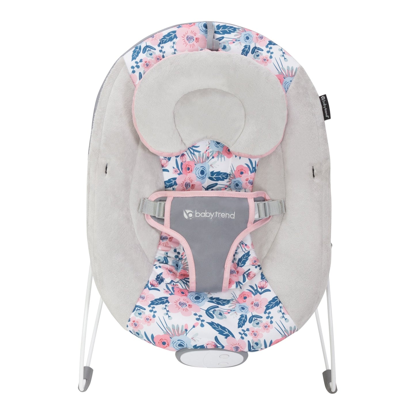 Close up of three-point safety harness on Bluebell bouncer
