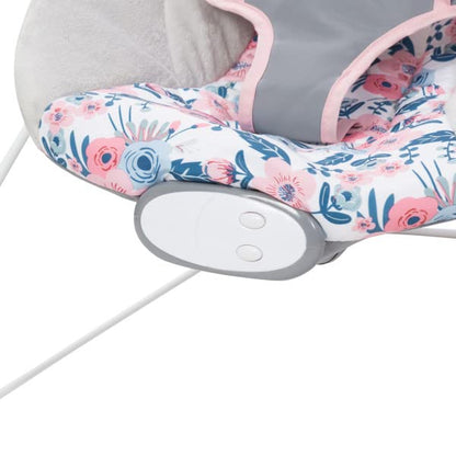 Removable head pillow and fabric detail of baby bouncer