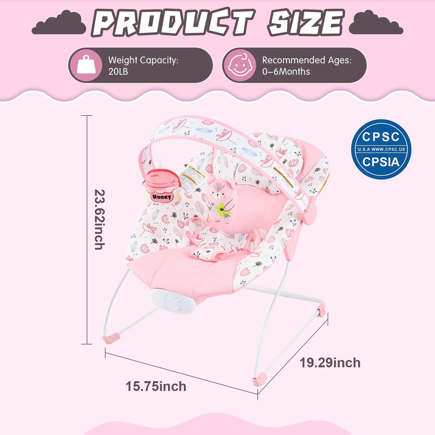 Side profile of foldable Furmubei baby bouncer showing recline