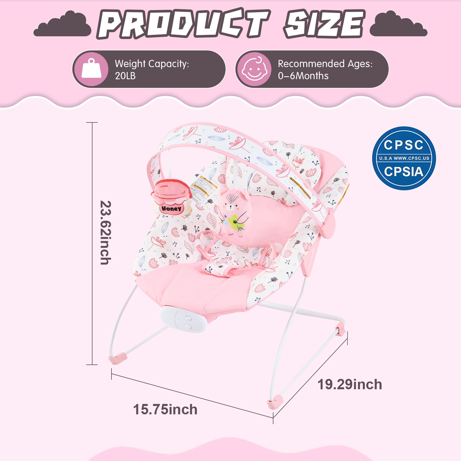 Side profile of foldable Furmubei baby bouncer showing recline