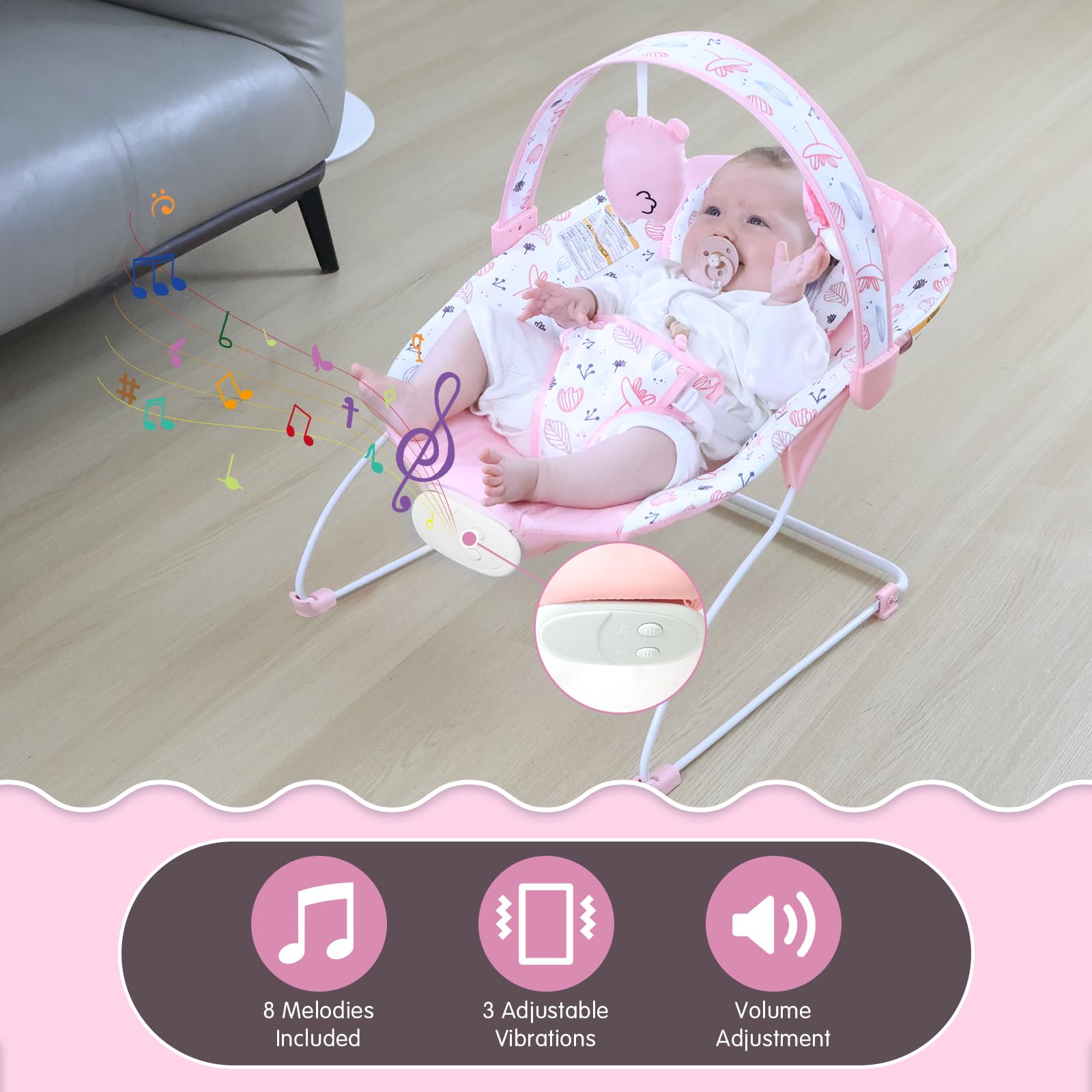 Control panel for Furmubei baby bouncer music and vibration settings