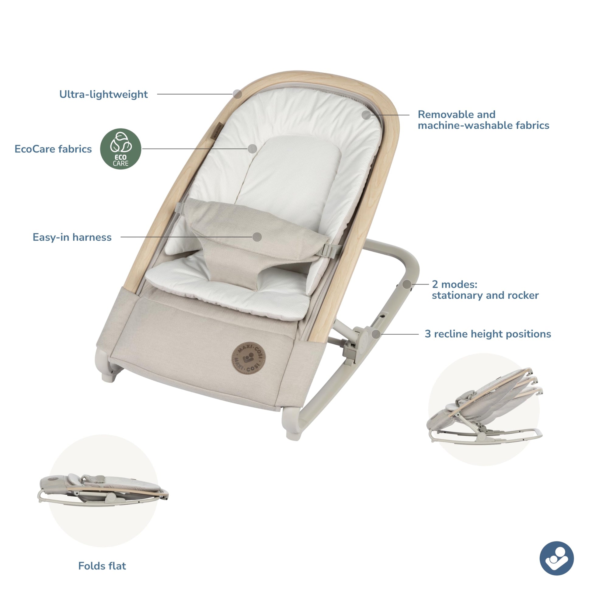 Close up of recycled EcoCare fabric texture on Kori bouncer