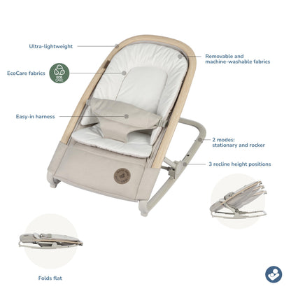 Close up of recycled EcoCare fabric texture on Kori bouncer