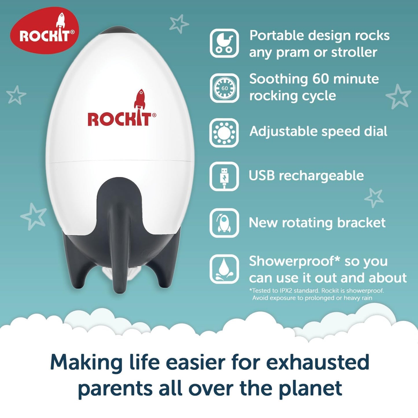 USB rechargeable Rockit rocker with charging cable
