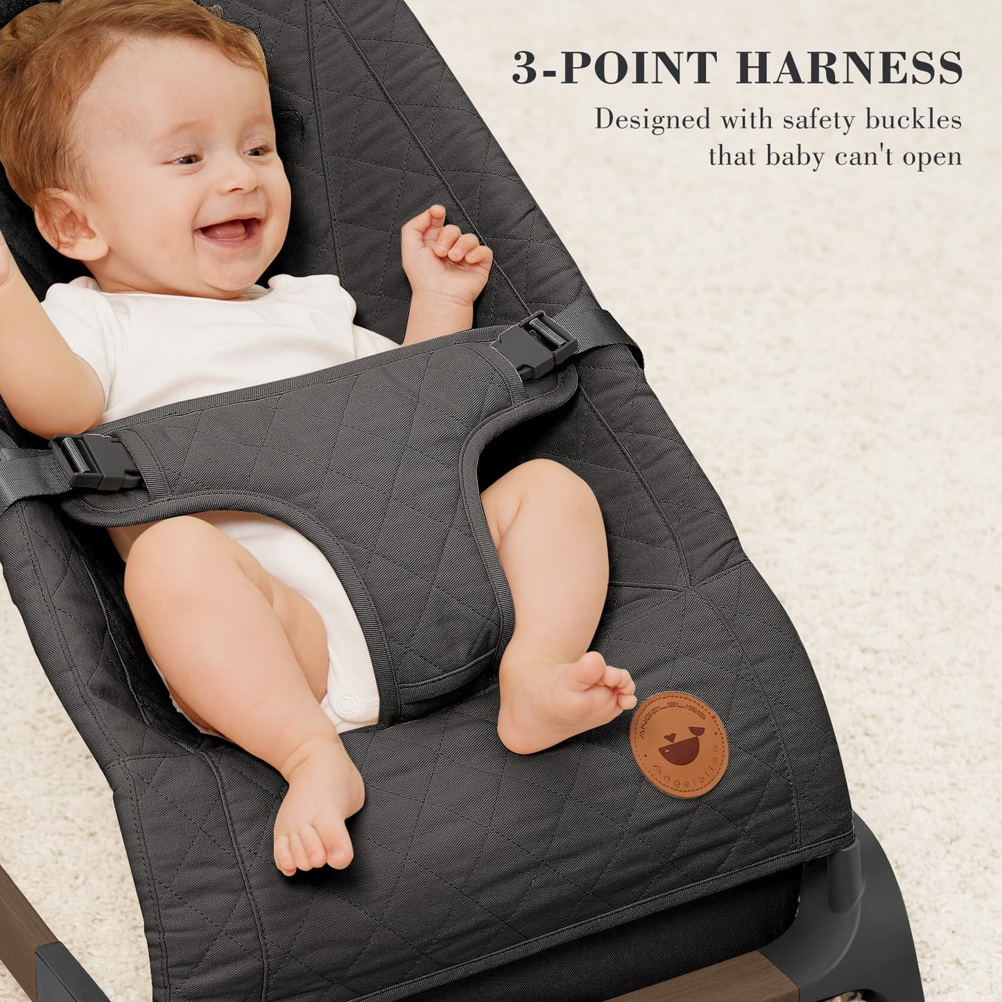 Close up of soft cotton fabric on Angelbliss baby bouncer