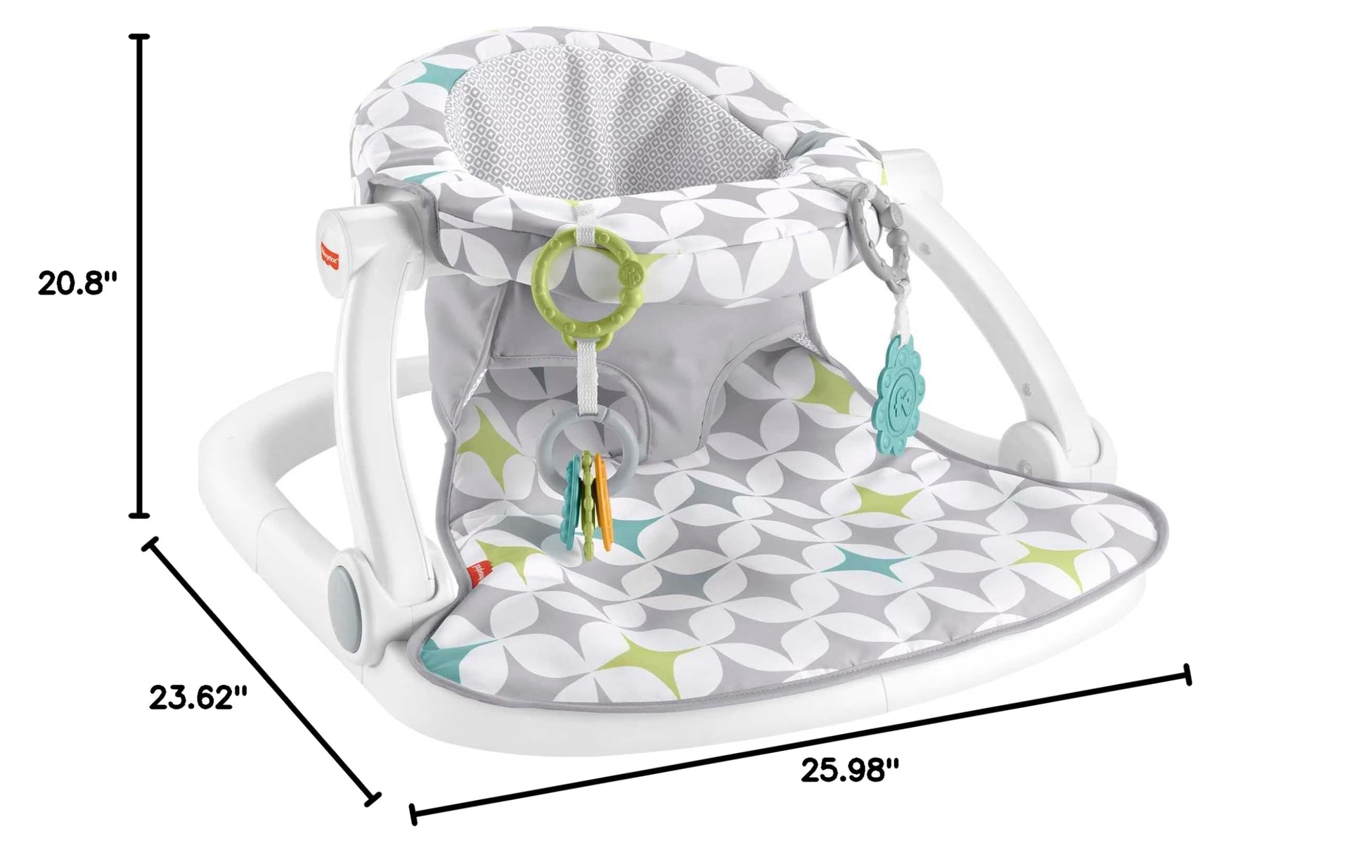 Baby sitting in Fisher Price Portable floor seat at home