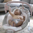 Ingenuity baby bouncer infant seat showing plush seat pad and side supports