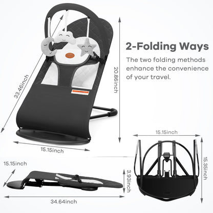 Side profile of Hkai bouncer showing three recline positions
