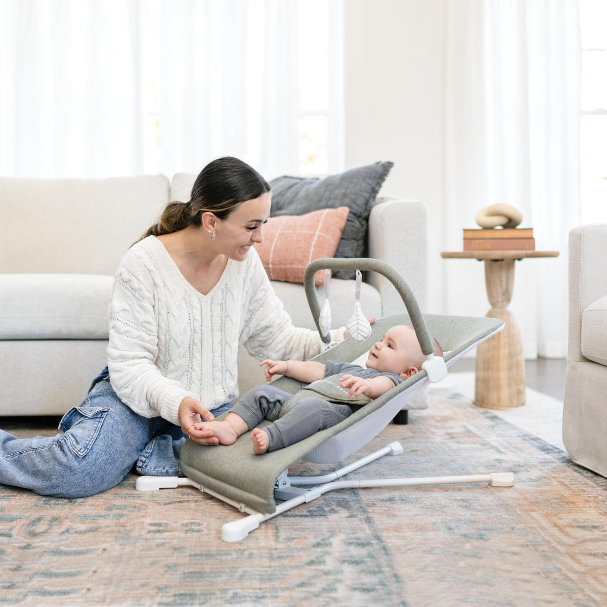Baby Delight Highland Baby Bouncer side profile showing recline positions